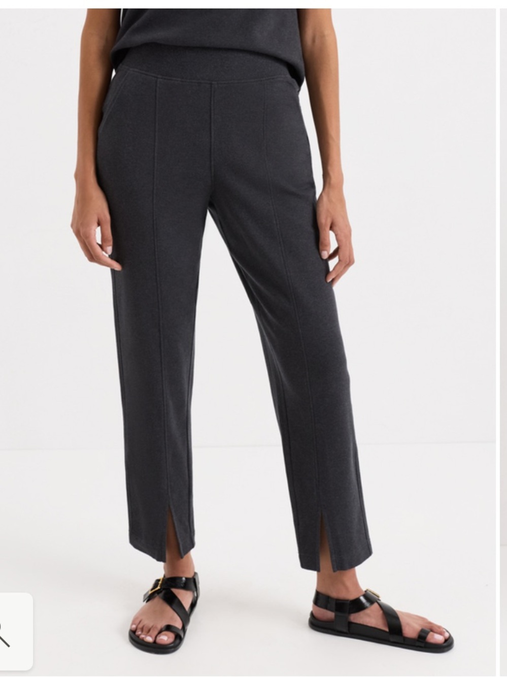 Straight Leg Split-Hem Pants in Charcoal